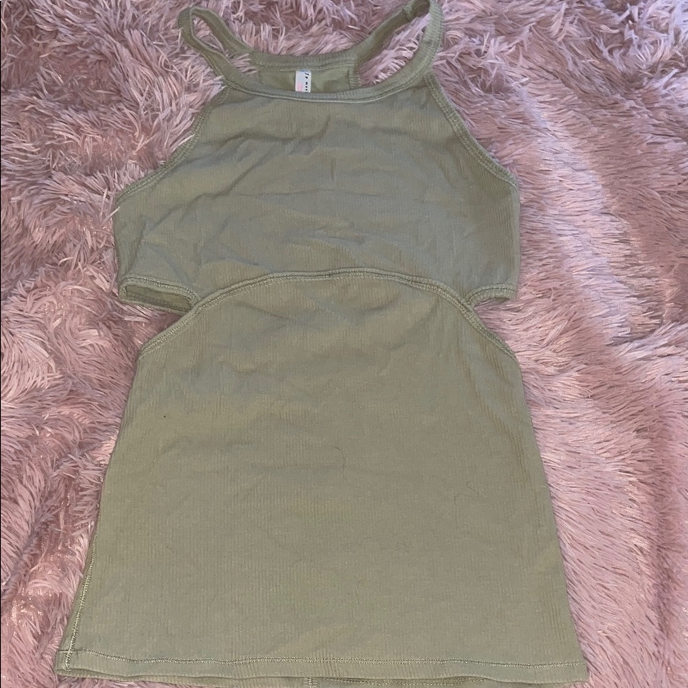 Free People Light Olive Green Active Top